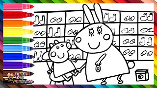 Drawing and Coloring Peppa Pig Getting New Sandals 🐷👡🐰💛 Drawings for Kids