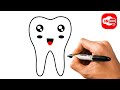 HOW TO DRAW A TOOTH EASY STEP BY STEP | Inbox art