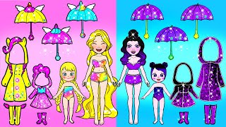 Paper Dolls Dress Up - Unicorn Rapunzel VS Ghost Raquelle Costumes Rain - Barbie Contest Handmade