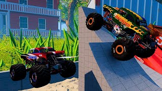 🔥 Insane AVENGER Monster Truck Stunts \u0026 Jumps in BeamNG Drive!