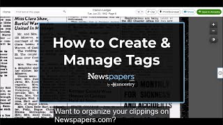 How to Create & Manage Tags on Newspapers.com