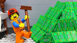 Lego City Bank Robbery: Secret Tunnel Of Cleaning Man | Lego Stop Motion