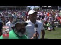 michael collins catches up with tiger woods at caddie 17th hole competition sportscenter espn