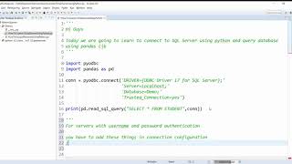 Connect SQL Server| Python | #sql #sqlserver #python #pythonprogramming #pythontutorial #codinglife