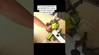 Cutting crown molding laying flat using a compound miter saw #Shorts