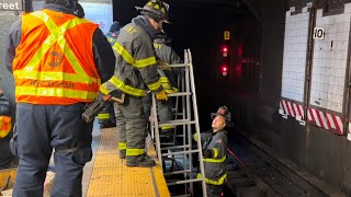 FDNY Manhattan 10-28 Box 7392 Subway Train hit Debris Civilians Evacuated