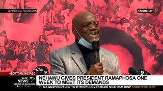 NEHAWU gives President Ramaphosa one week to meet its demands