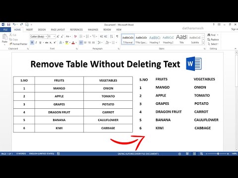 How to Remove Table Without Deleting Text In MS Word