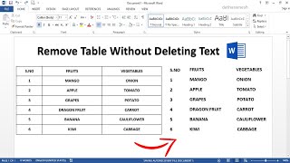 How to Remove Table Without Deleting Text In MS Word