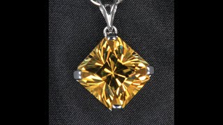 14K White Gold Golden Yellow Square Barion Scapolite Pendant 18.32