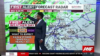 First Alert | Rain and non-severe storms tomorrow, temps plummet