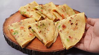 Spicy Vegetable Crepe For Breakfast | 5 Mins Easy Breakfast Recipe | Easy Snacks Recipe