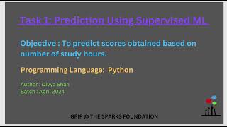 Prediction of Score using Supervised ML - GRIP - Task1