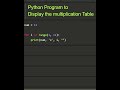 ##Python Program To Display The Multiplication Table ## beginners #shorts