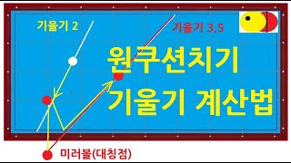 258. 원쿠션치기 계산법 | 원쿠션작도법의 문제점 보완 | 기울기에 따른 당점/두께 변화 | 당구의 기초 27 (해설)