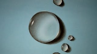 3D realistic water droplets on blue paper / Easy steps to draw