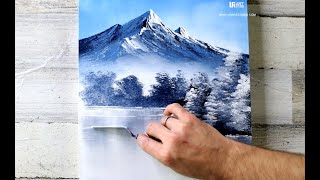 Mountain Lake | Easy Acrylic Painting for Beginners | Abstract Black and White Landscape