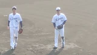 [プロ野球]キャッチボールをするライオンズ選手たち(ライオンズ春季キャンプ南郷)　2024年2月11日