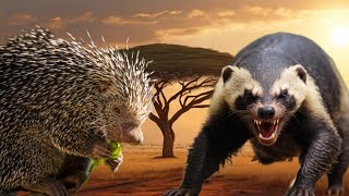Honey Badger vs Porcupine - Epic Fight - Can Quills Save the Porcupine