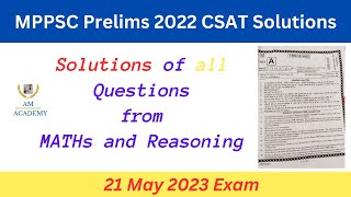 MPPSC Prelims 2022 Exam Analysis & Solution | MPPSC Prelims Detailed Answer Key | CSAT | AM ACADEMY