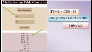 Html+Css+Js Make Multiplication Table Generator Tutorial🧮🧮
