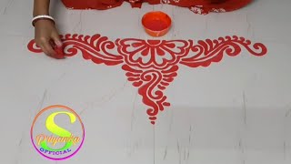 দরজার সামনে আলপনা আঁকা | Alpana painting in front of the door | S Priyanka Official