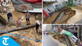 Express Astra road in UP’s Greater Noida caves in due to heavy rainfall, no casualties reported