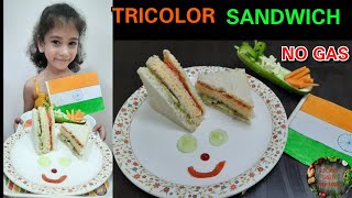 Independence Day Special -Tricolour Sandwich - No Gas| Layered Sandwich | Fireless Cooking Challange