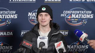 Jack Hughes, Haula meet the media on Day 1 of the 4 Nations Face-Off