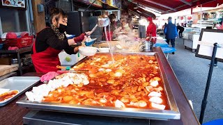 부산 떡볶이 달인 ! 빨간 비법 양념 소스 !  쫄깃한 쌀 떡볶이 떡볶이 , 튀김 , 꼬마김밥  #기장역Popular snacks in the Korean market