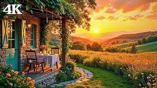 Countryside Meadow Porch Ambience | Sink Into Bliss with Sunset Chimes, Birds \u0026 Gentle Breezes