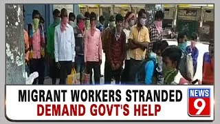 Migrant workers protest against the centre in Warangal, Telangana