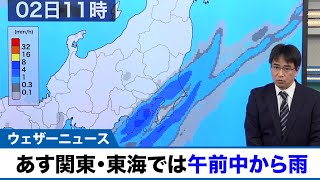 あす関東・東海では午前中から雨 外出時には傘が必要