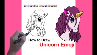 How to Draw a Cute Unicorn Emoji Easy