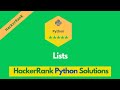 HackerRank Lists problem solution in Python | Python problems solutions | Programmingoneonone