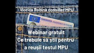 Testul MPU pe înțelesul tuturor Viorica Robina permis auto