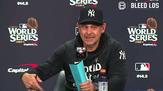 Dodgers Postseason: Yankees Manager Aaron Boone discusses Game 4 win World Series, still down 3-1