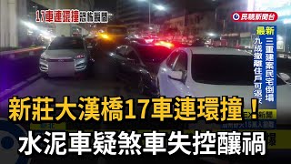 新莊大漢橋17車連環撞！水泥車疑煞車失控釀禍－民視新聞