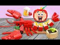 Lego Mukbang Giant Lobster Mukbang In Real Life || Stop Motion & ASMR Animation