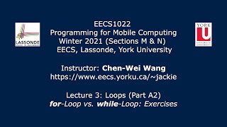 [HD] EECS1022 W21 - Lecture 3 - Part A2 - for-Loops vs. while-Loops: Exercises