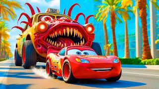 ⚠️Big \u0026 Small vs Epic Escape⚠️McQueen and Mater VS TAXI MONSTER Eater Car and Portals | BeamNG.Drive