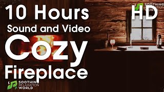 Cozy Cabin Ambience with gentle Night Rain and cracking Fireplace Sounds 10 Hours