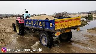 #Solis 4515 4WD Demo with Haulage in River| when Other Tractors Fails, Solis Comes in Rescue #Yanmar