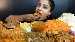 ASMR : Eating Spicy Mutton Curry Full Chicken Leg Eggs Schezwan Rice I #mukbang #shorts #asmr #food