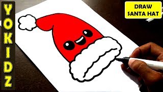 HOW TO DRAW SANTA HAT EASY