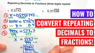 Converting Repeating Decimals to Fractions (three repeated digits)