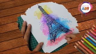 Eiffel Tower Painting With Watercolor I Step by Step Tutorial Painting For Beginners l