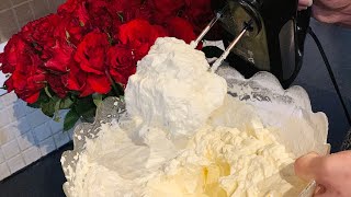 How to make whipped cream frosting Fresh Cream icing طرز تهيه خامه فرم گرفته كريم كيك آسان