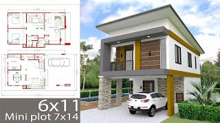 Small Home Design Plan 6x11m with 3 Bedrooms