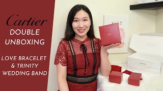 CARTIER DOUBLE UNBOXING! LOVE BRACELET \u0026 TRINITY WEDDING BAND💍SIZING, PRICE \u0026 MONEY-SAVING TIPS💵